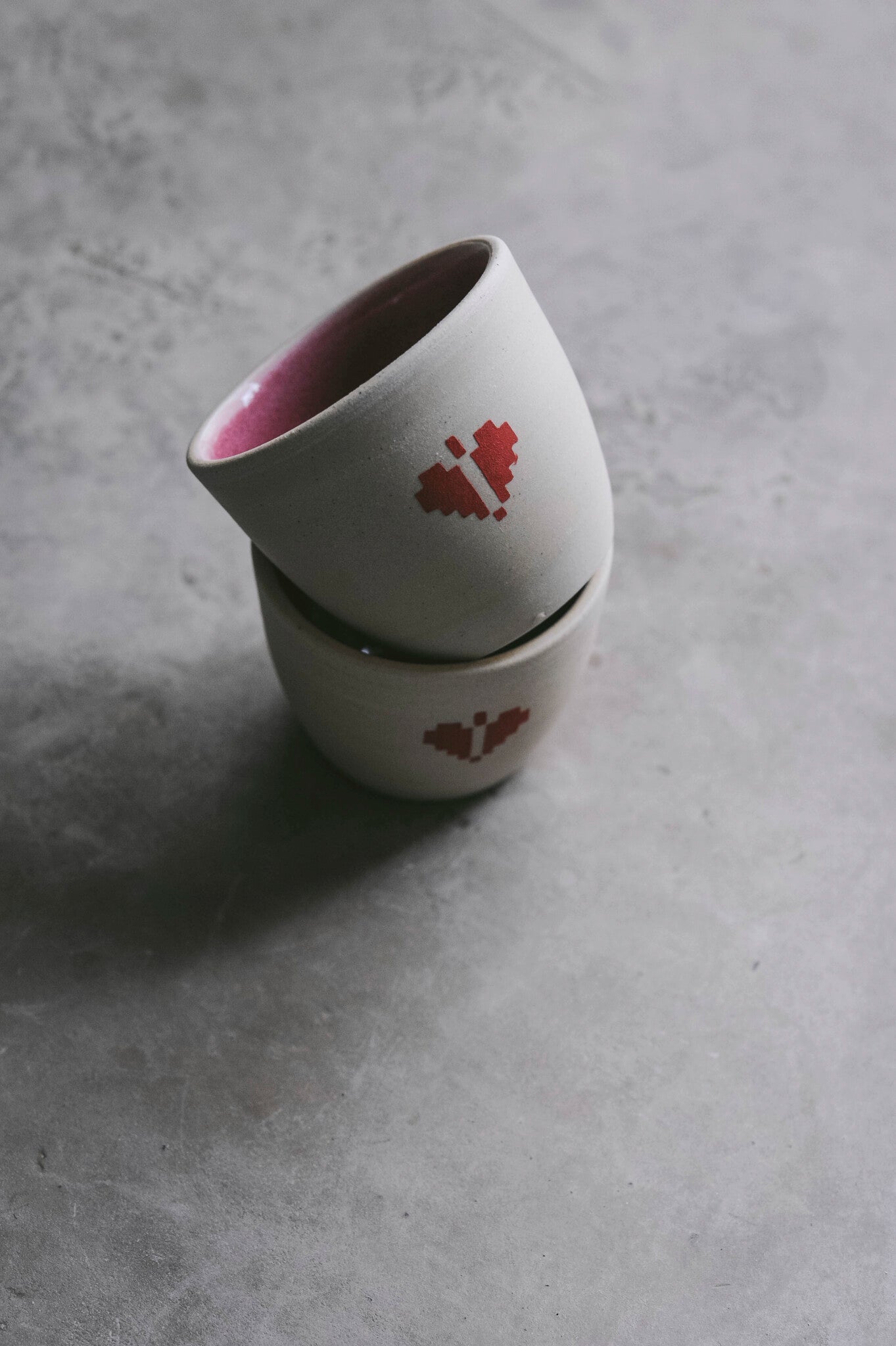 Red & Pink Heart Tatreez Espresso Cup Set