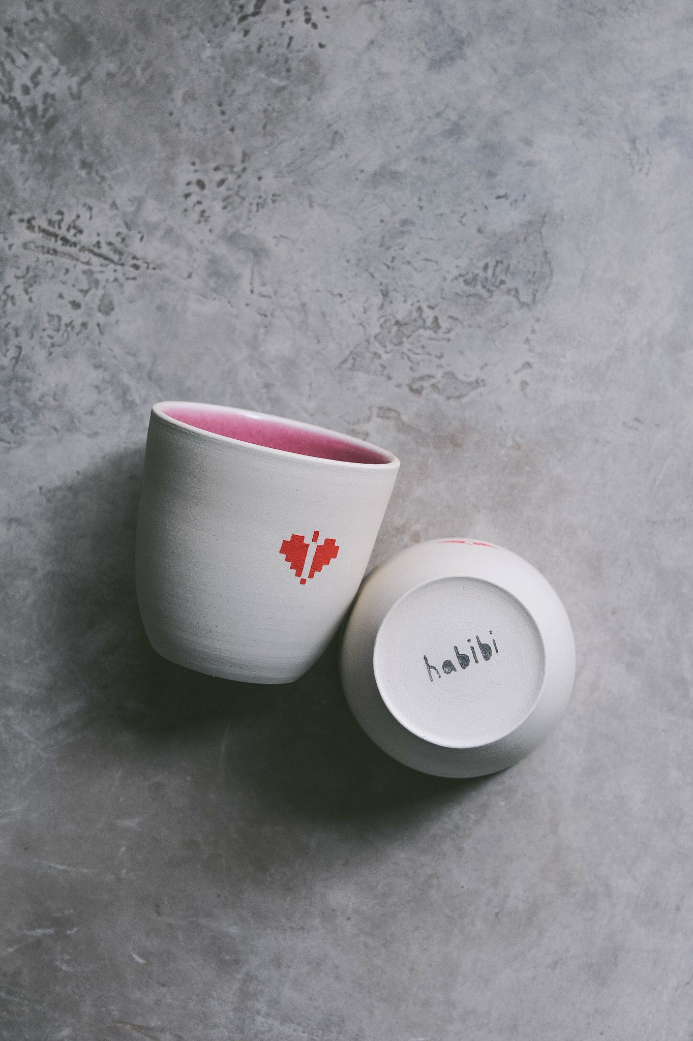 Heart Tatreez 10oz Latte Cup - Red & Pink