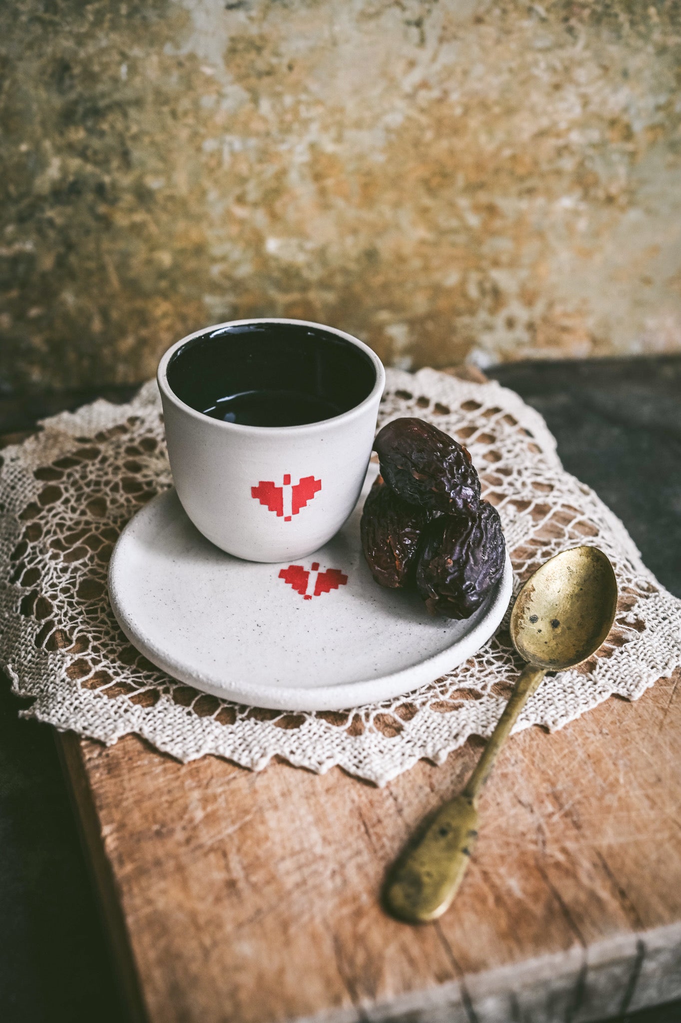 Heart Tatreez Espresso Cup & Saucer Set