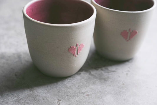 Pink & Pink Heart Tatreez 8oz Latte Cup