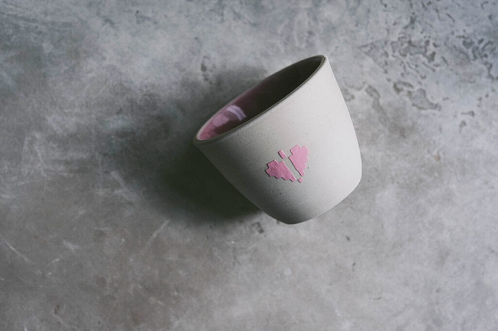 Pink & pink heart tatreez espresso cups